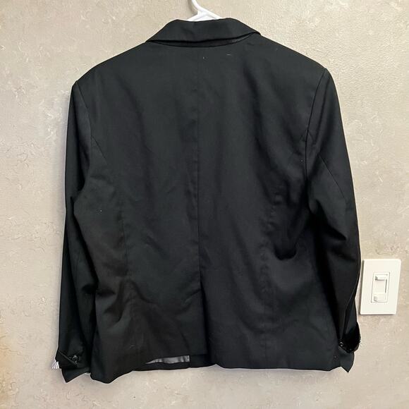 MERONA Black Button Up Blazer Striped Cuffs Size 14 - Picture 12 of 14